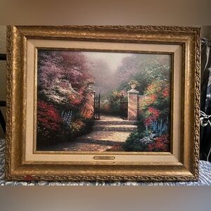 Thomas Kinkade canvas print on board Victorian Gardens with COA beautiful frame